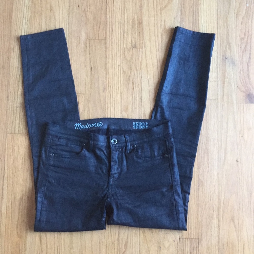 Madewell black coated skinny skinny jeans